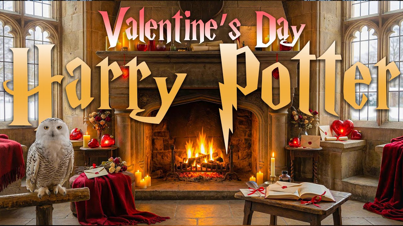 Valentine’s Day at Hogwarts ❤️🔥Harry Potter Fireplace Ambience | Cozy Wizarding Music