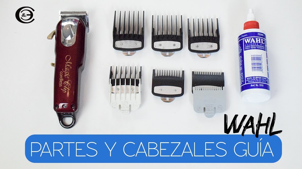 Maquina Cortar Cabello Wahl, Palanca de ajuste, Partes, Peines Guía y Tips