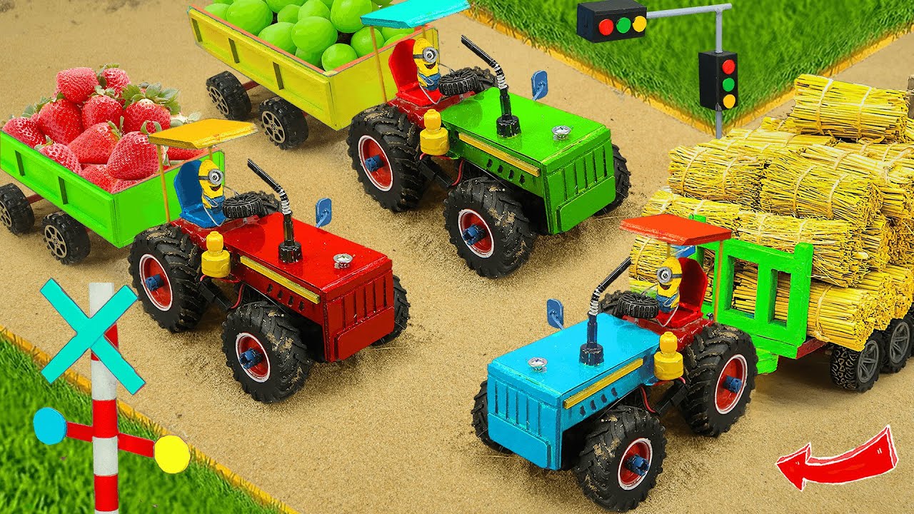 Diy tractor mini Bulldozer to making concrete road | Construction Vehicles, Road Roller #566