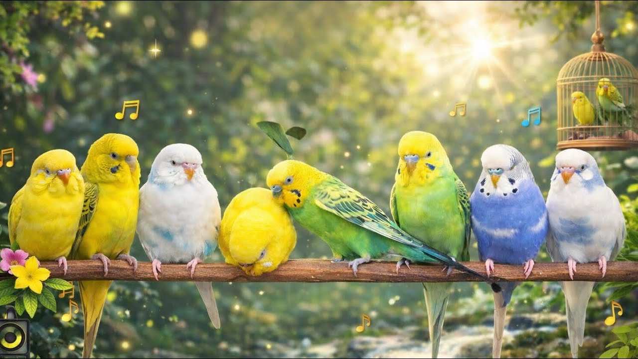 4 Hours of Happy Parakeet Sounds • Bird Chirping for Calm & Happiness