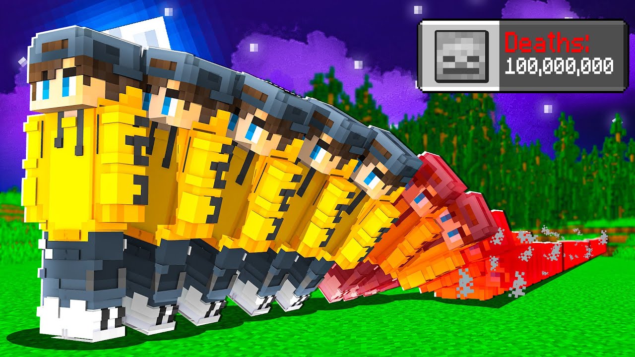 ماين كرافت ولكن متت 100,000,000 مره في اللعبة !! 😱🔥