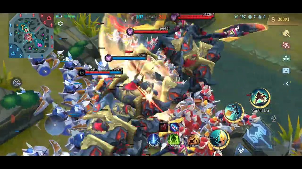 blue vs red minion and lord fight mlbb