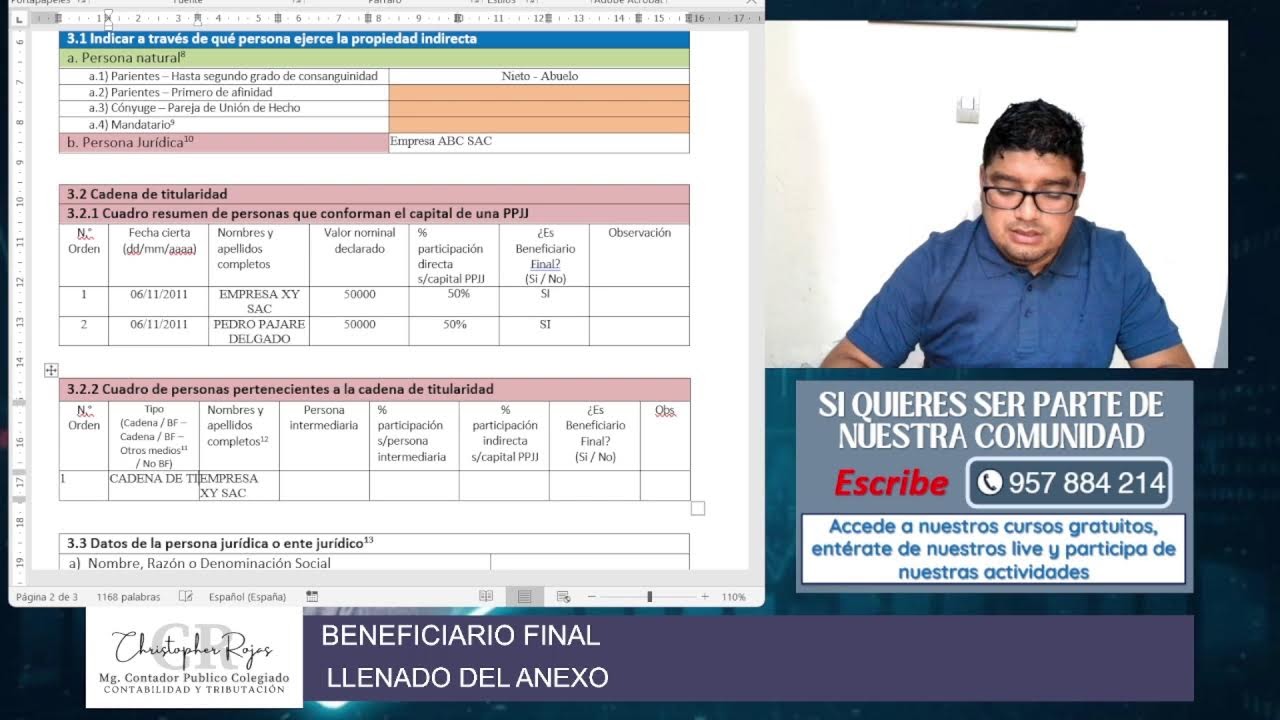 ¿CÓMO LLENAR EL ANEXO DEL BENEFICIARIO FINAL? - TUTORIAL