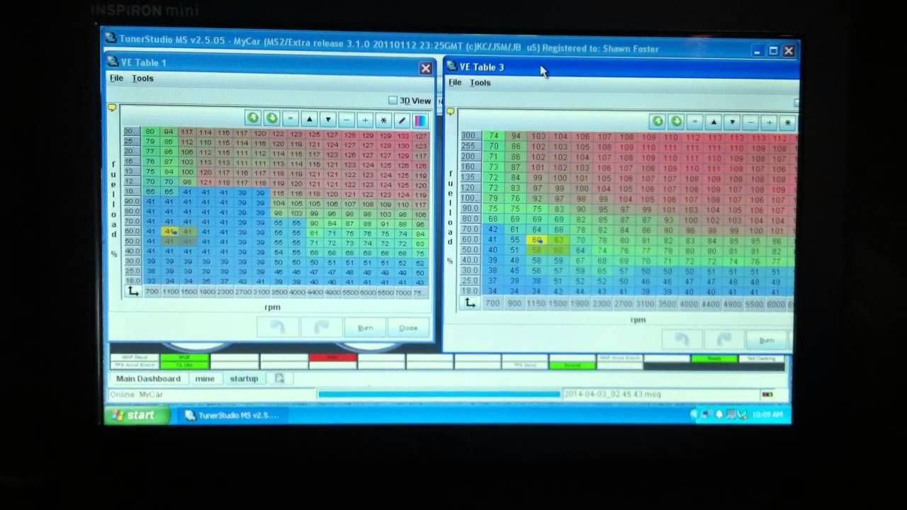 VE table switching