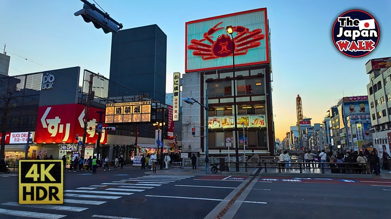 Dotonbori: Winter Sunset to Neon Night Walk | Osaka, Japan | 4K HDR