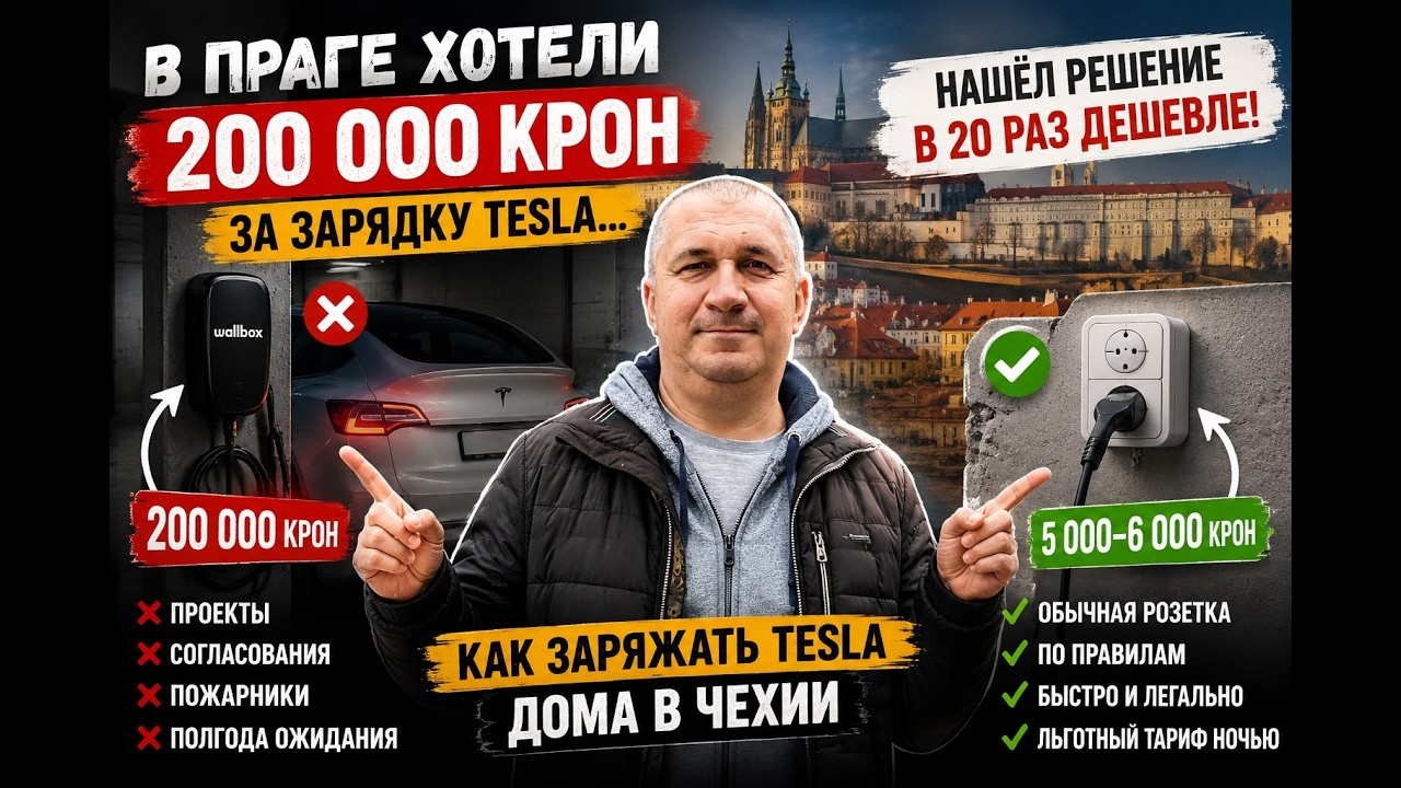 В Праге хотели 200 000 крон за зарядку Tesla&hellip; Нашёл решение в 20 раз дешевле