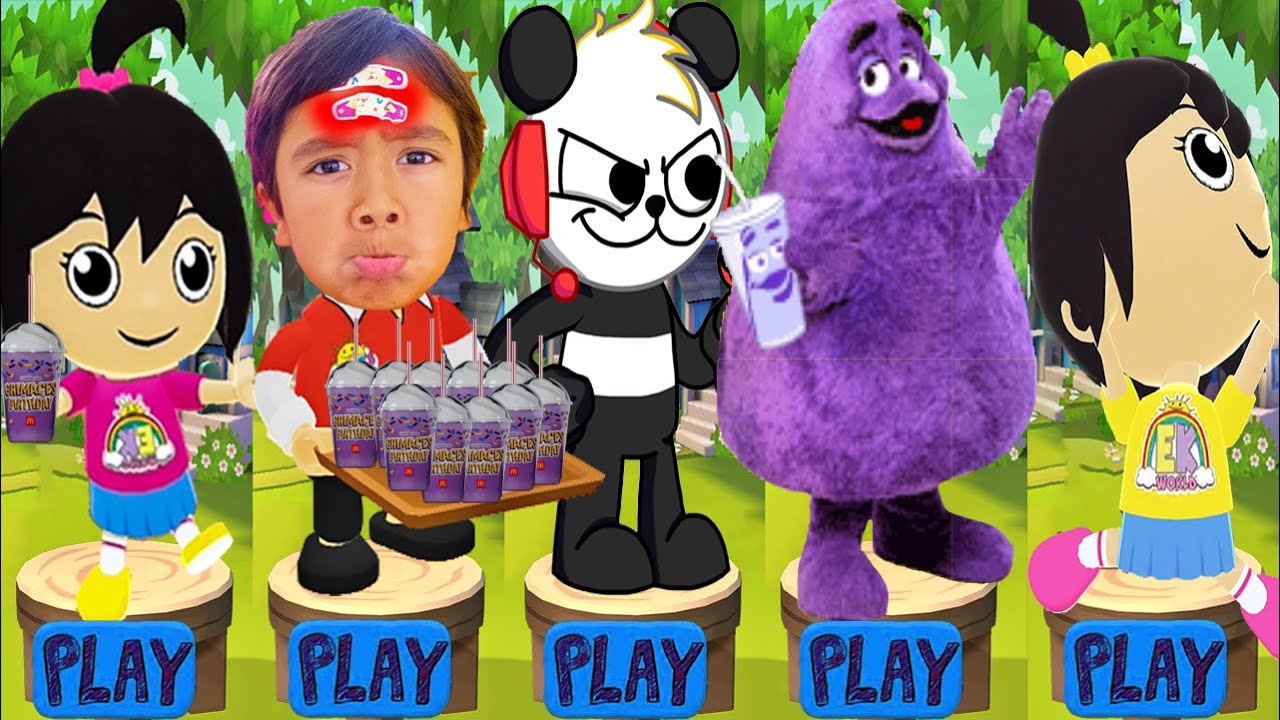 Tag with Ryan's Family vs Grimace Skake  Run - Kaji Ryan's Sisters Tries Grimace Shake - Gameplay