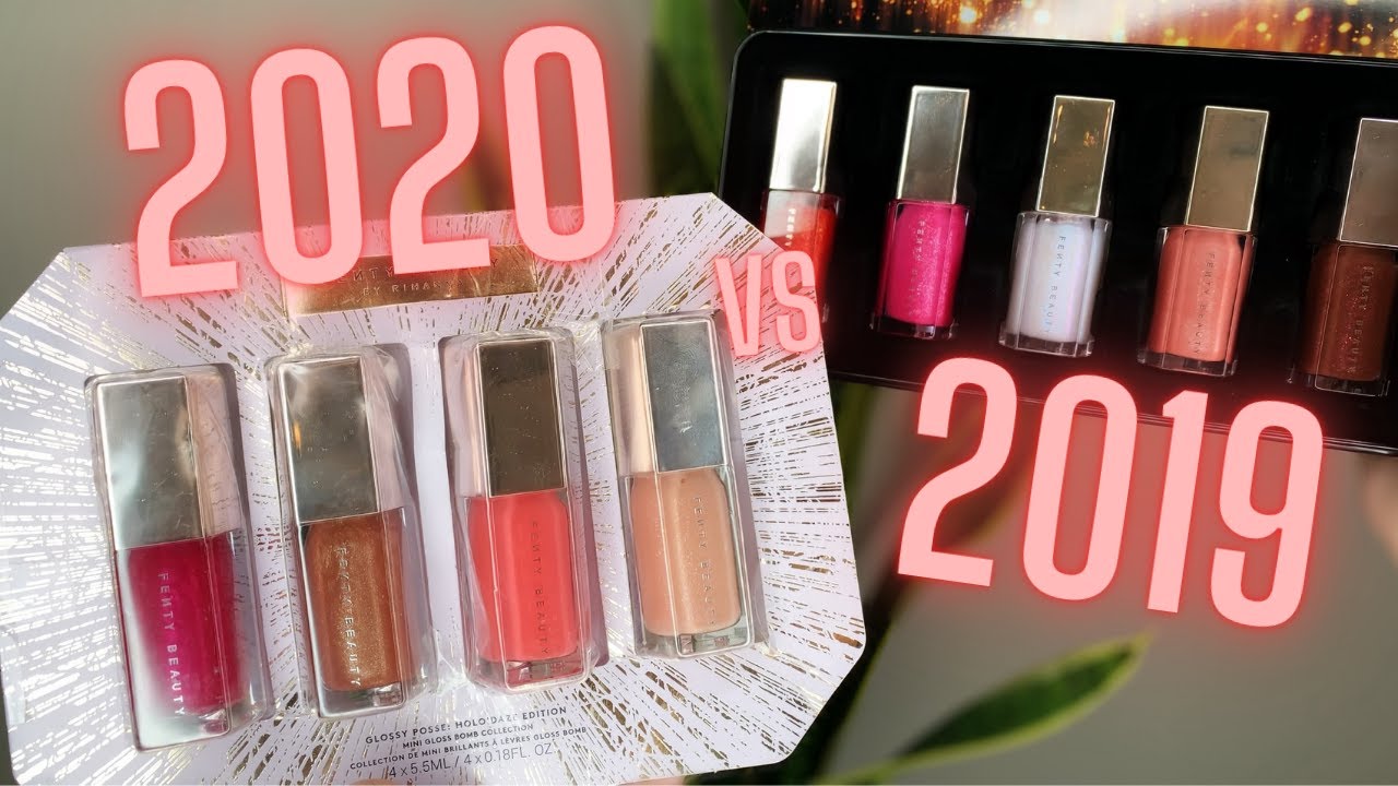 Fenty Beauty Glossy Posse Mini Gloss Bomb Set: Holo'Daze Edition | 2020 vs 2019