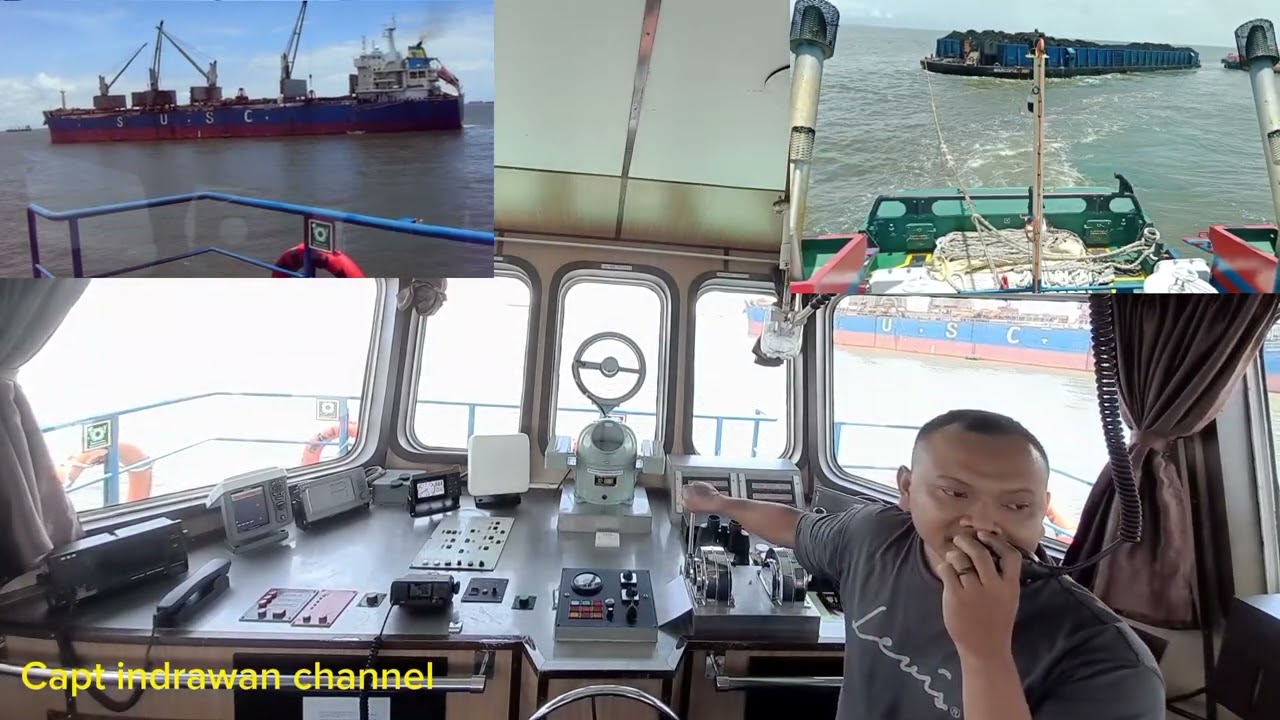 mantap😍 cara menuver sandarkan tongkang di vessel || pelaut pemula langsung mahir || transhipment