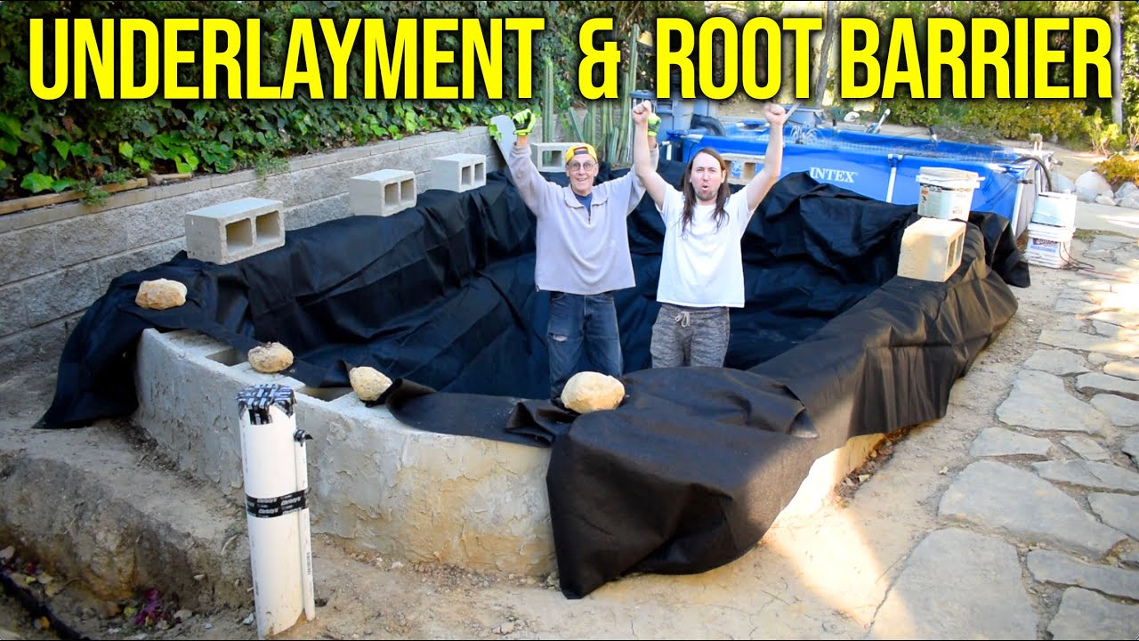 Installing Pond Underlayment and Root Barrier!