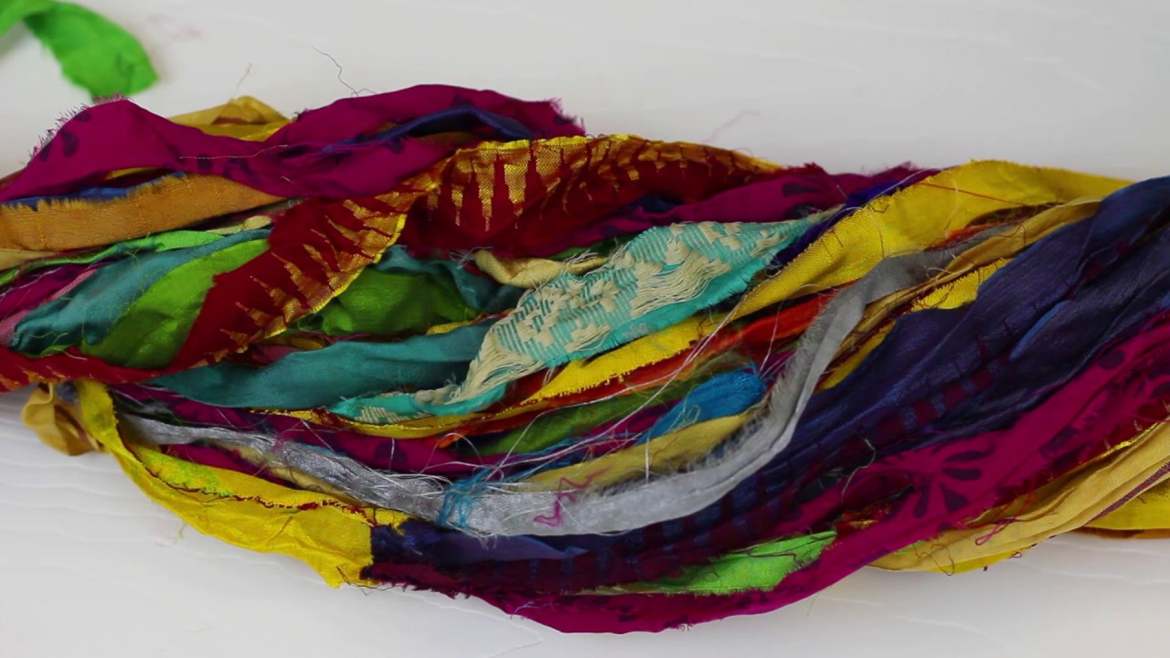 At the Bahamas: Multi Colored Sari Silk Ribbon Yarn