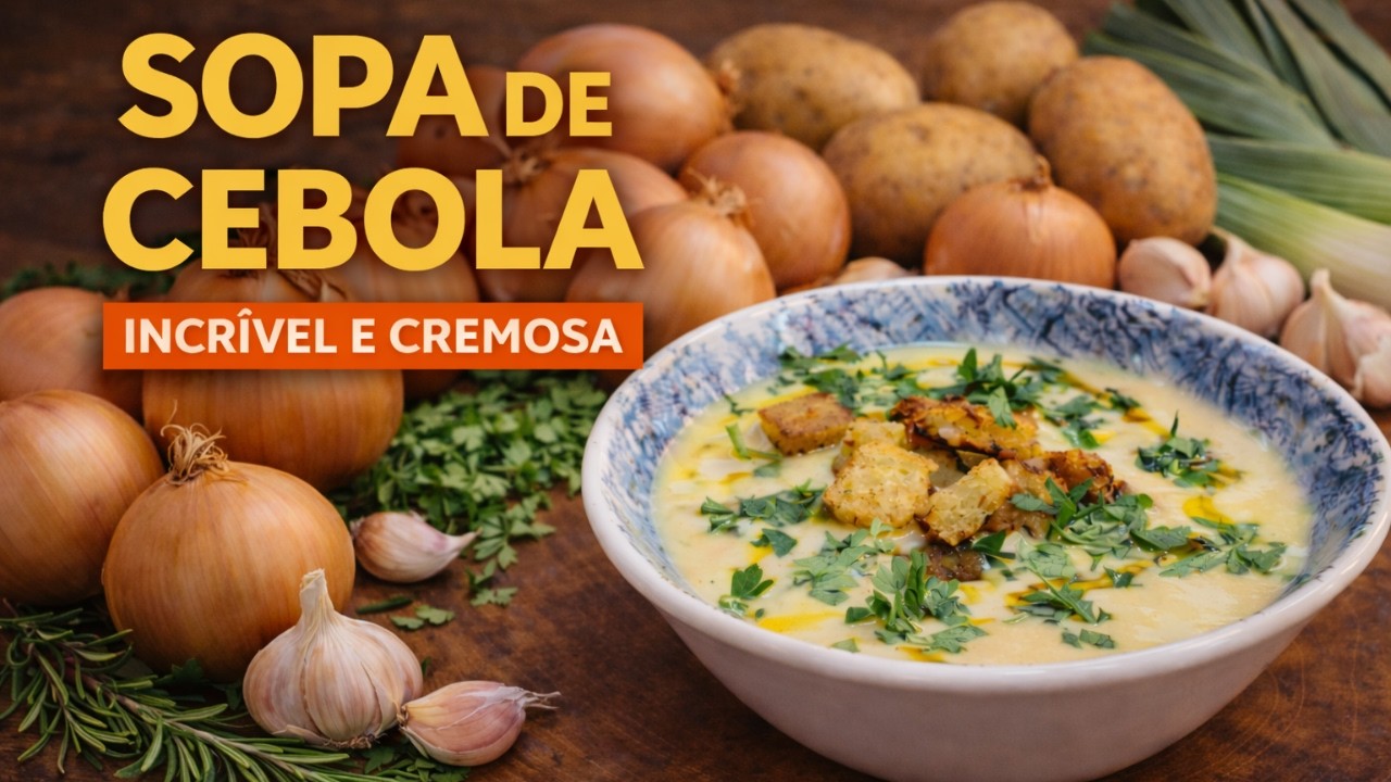 SOPA CREMOSA DE CEBOLA COM BATATA E ALHO PORÓ | Cremosa Naturalmente e Econômica