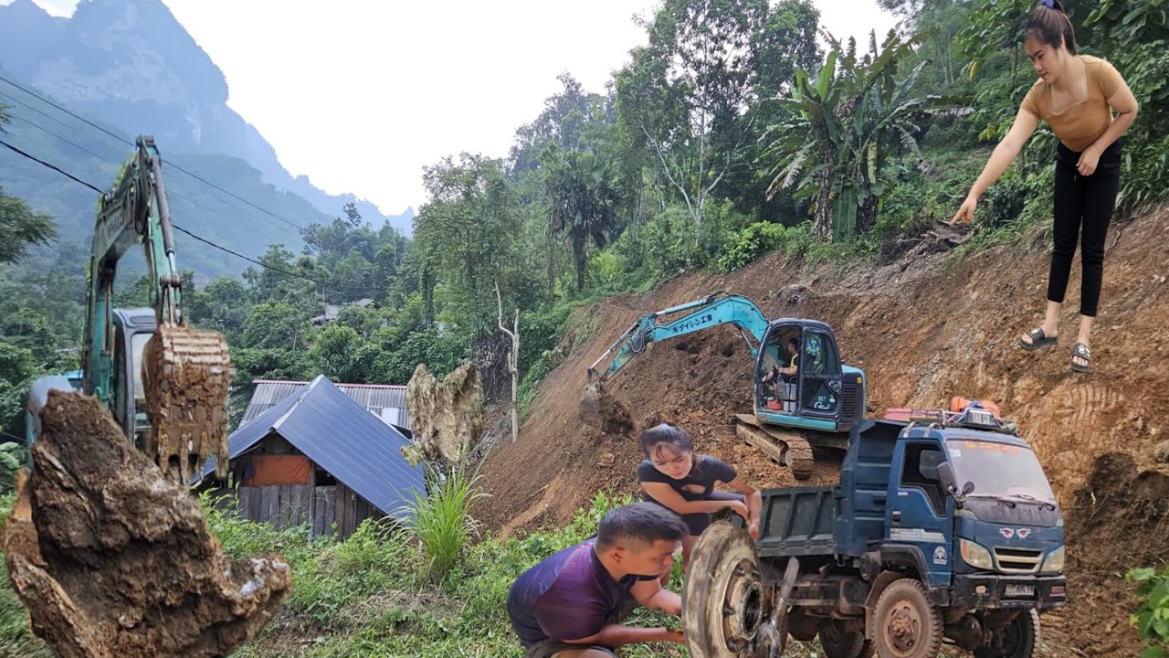 Excavators and cars transporting landslides into farmers' homes.