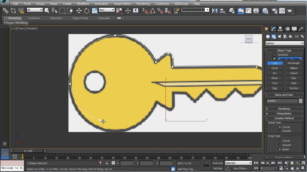3D MAX 04 -  Modelado en base a splines:  Llave