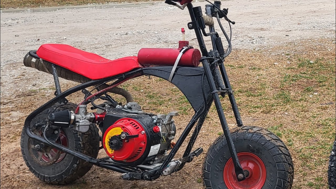 Dirt road ride on custom mini bike 