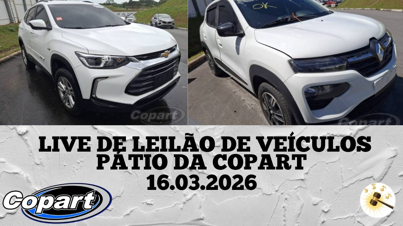 LIVE DE LEILÃO DE VEÍCULOS NO PÁTIO DA COPART DIA 16.03.2026