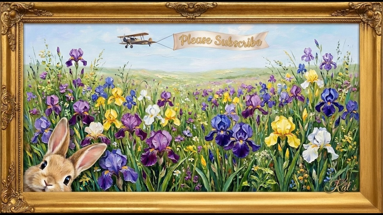 Somebunny Loves Iris | Wallpaper | Screensaver | Frame TV Art | Um coelhinho gosta de íris