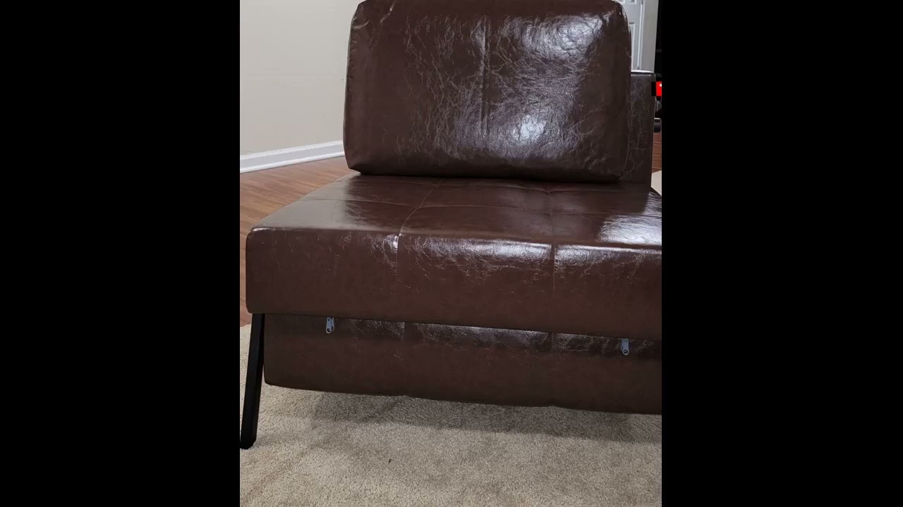 Vonanda Sofa Bed, Faux Leather Sleeper Chair, Convertible Chair Bed with Hidden Legs and Sturdy
