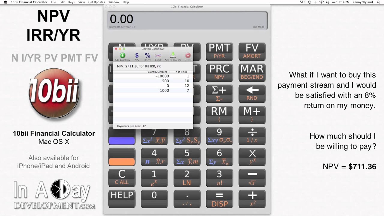 Financial Calculator - NPV IRR/YR - 10bii Mac OS X