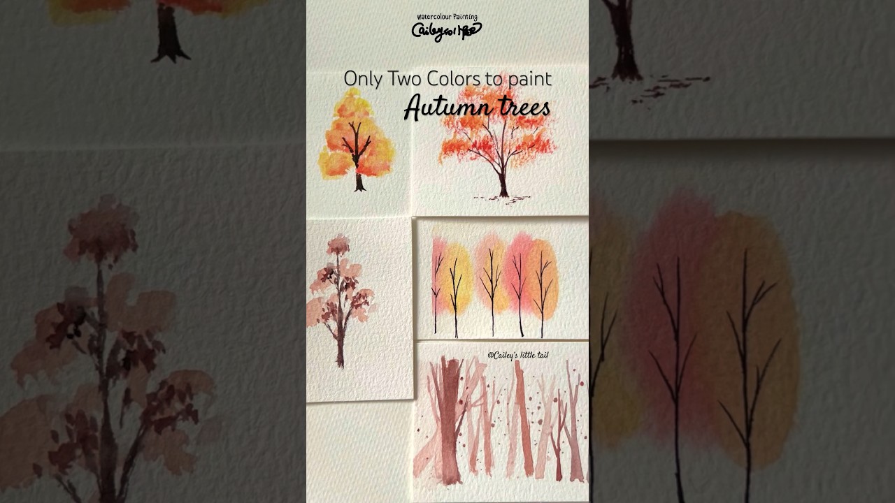 ONLY TWO colours: 5 aesthetic autumn trees idea| beginner friendly 