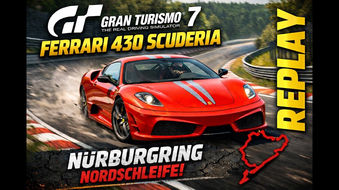 4K. Gran Turismo 7 Nürburgring Nordschleife Ferrari 430 Scuderia - 2 laps (7:11.567/7:08.412) REPLAY