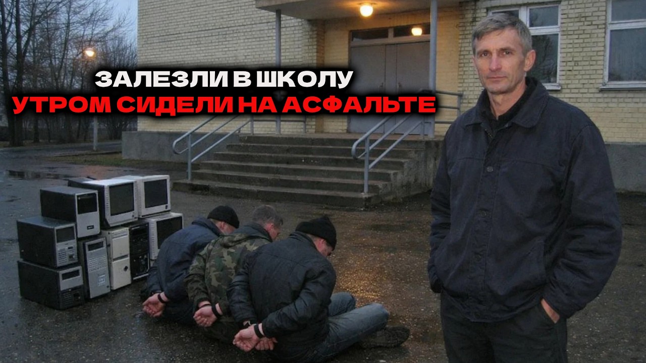 Залезли в школу ночью. Сторож скрутил всех троих и пошёл пить чай