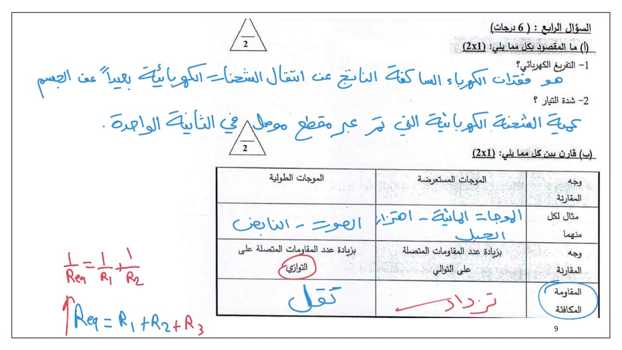 حل نموذجين اختبار فاينل للصف العاشر