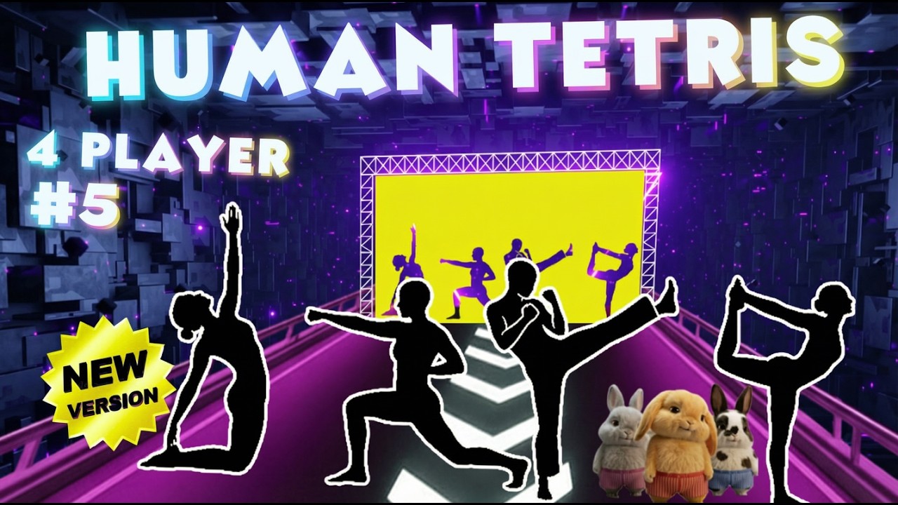11 MINS HUMAN TETRIS | Immersive Interactive Warm Up | Viral Interactive Game 4 Players #5