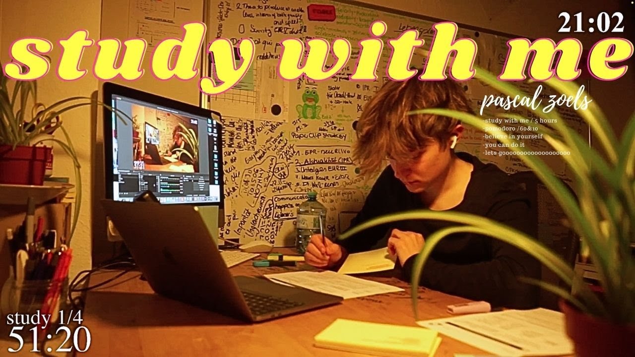 5 HOURS study with me 📚☔️ rain sounds &  pomodoro - 60/10 -
