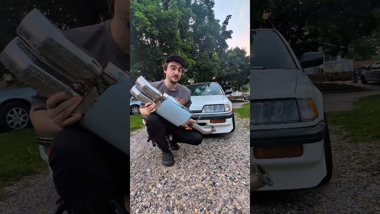 Blast pipes on the '89 Civic! Custom catback install sounds INSANE 🔥 #exhaust #carbuild