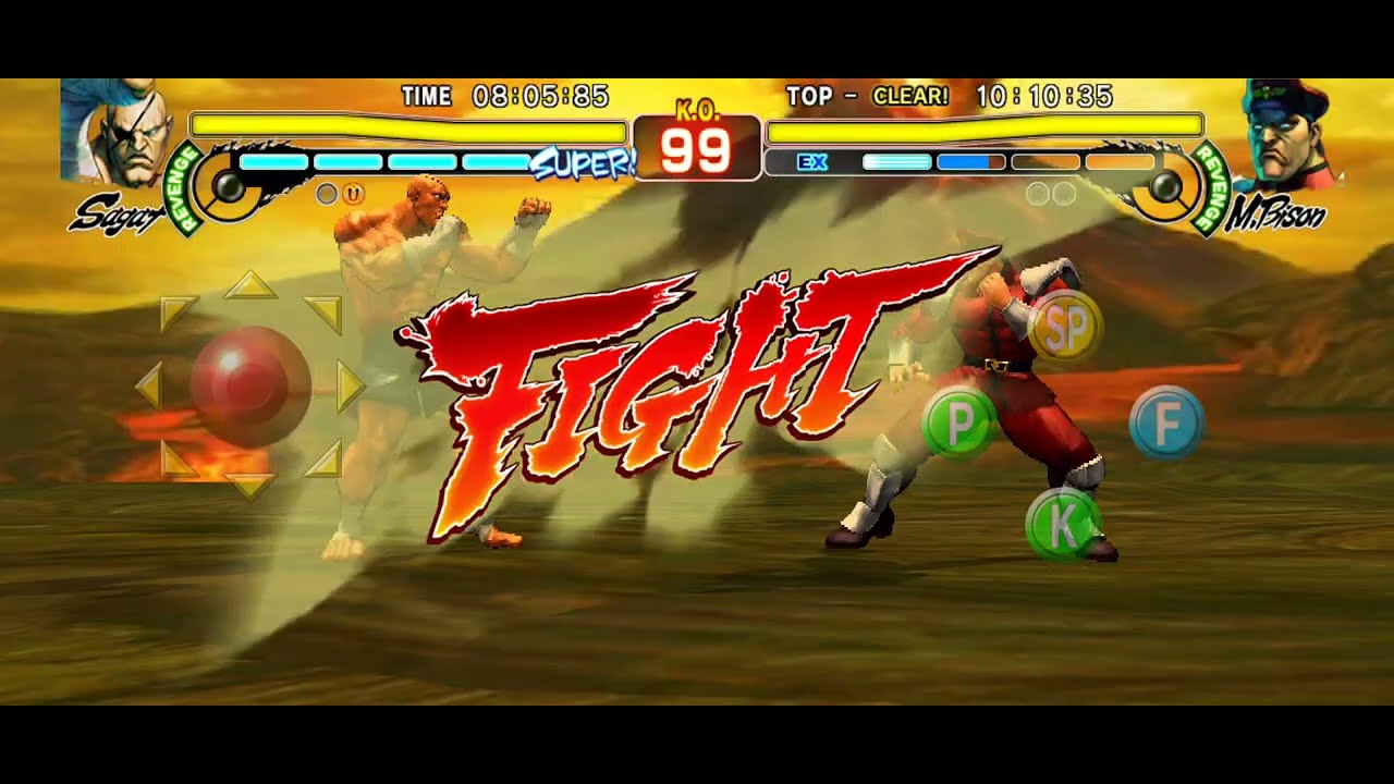 SF4, Street Fighter IV CE gameplay on mobile (Sagat 沙加特 ; difficulty : grueling ; Ext. STG : Akuma)