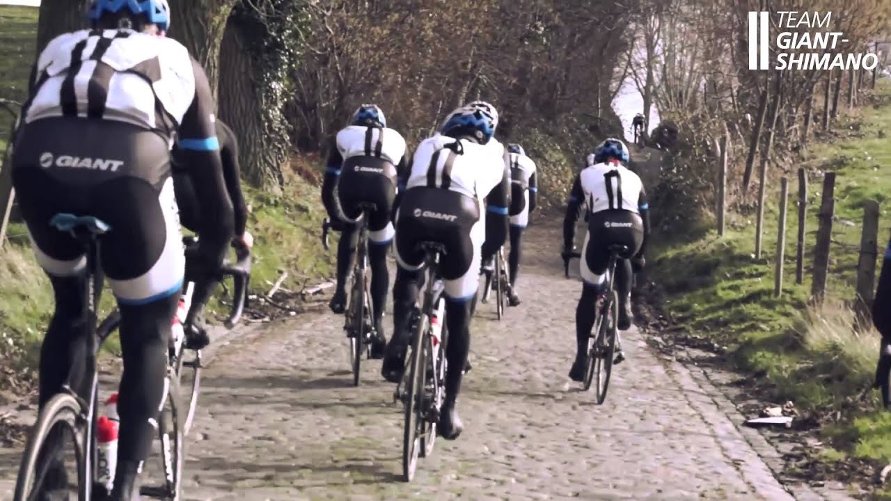 Team Giant-Shimano equipment testing on the cobbles