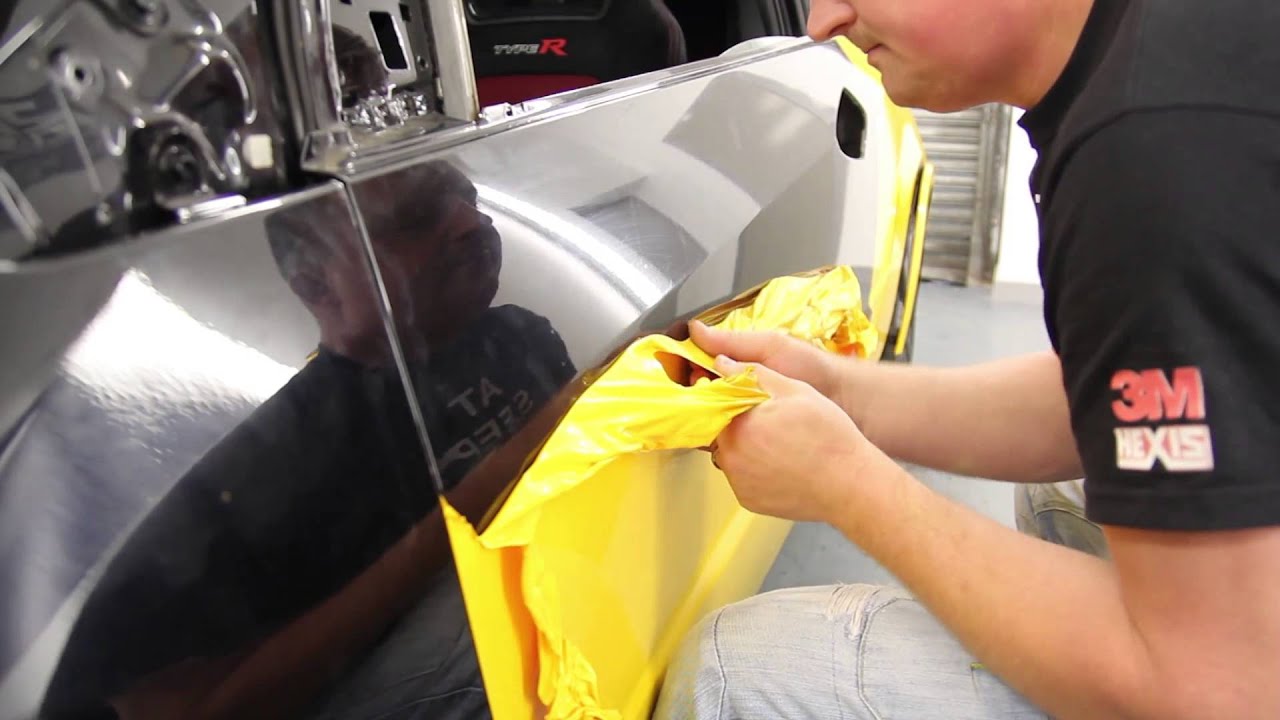 Honda Civic Type R full car wrap matte orange with gloss black