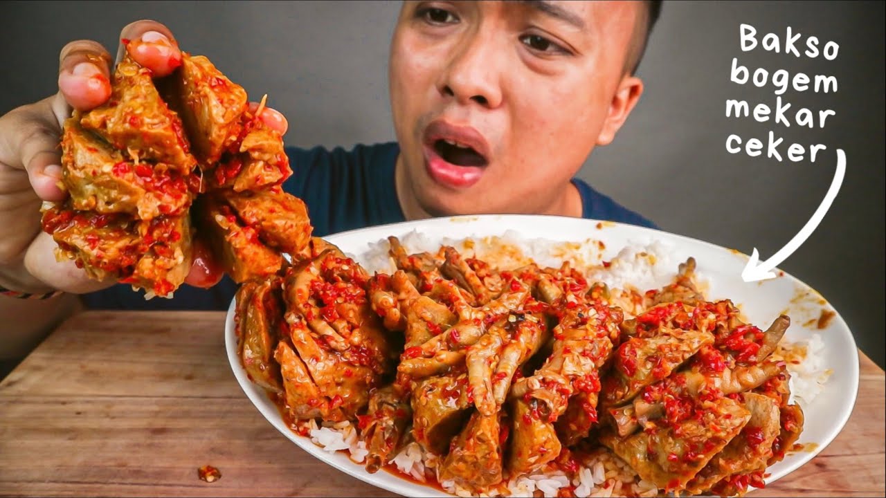MUKBANG BAKSO PEDAS BOGEM MEKAR ISI CEKER MERCON & NASI!  MUKBANG PEDAS TERBARU!