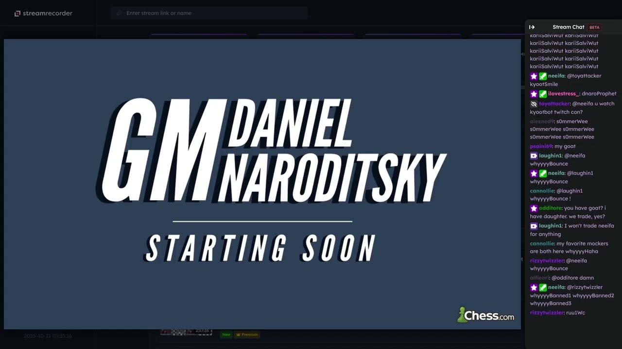 Daniel Naroditsky's Last Stream With Chat