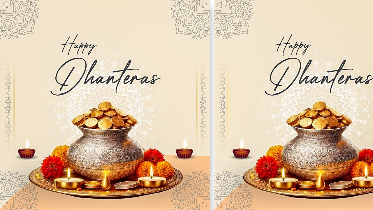 Dhanteras Post Design in Photoshop for Social Media | Dhanteras Festival Poster Design Tutorial