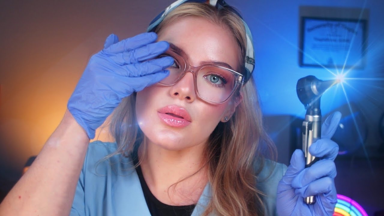 ASMR Otoscope Exam you can FEEL Beneath the Skin, Binaural Up Close Ear to Ear Whispers for Tingles