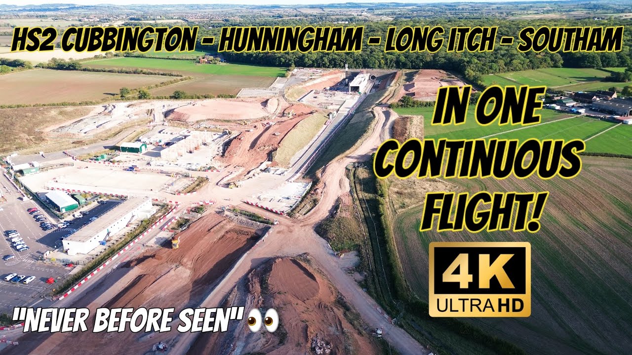 HS2 Cubbington - Hunningham - Long Itchington - Southam In One Continuous Epic 4K Drone Flight!!! 👀