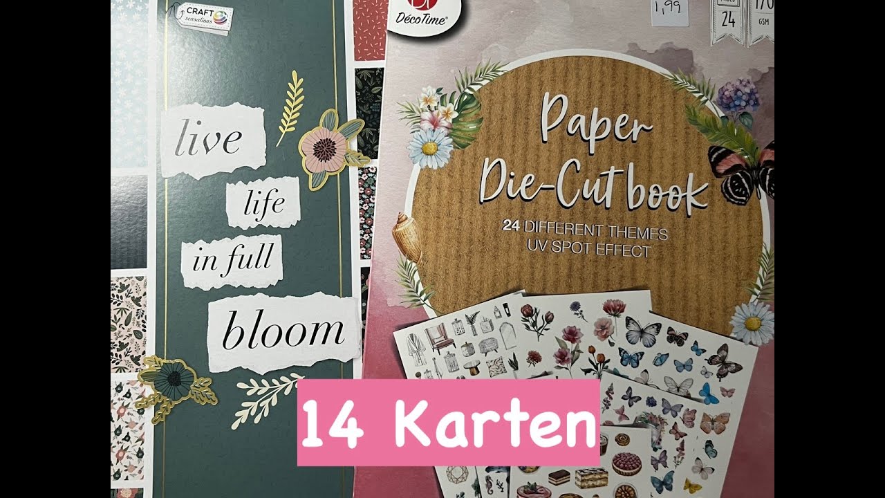 ACTION! 14 Karten ein Block - live life in full bloom - Craft Sensations & das neue Die-Cut book