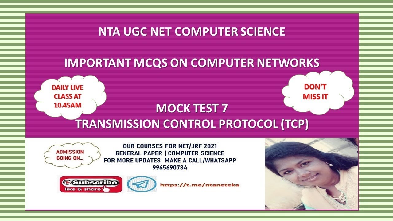 (Mock Test 7) NTA UGC NET Computer Science | Computer Networks MCQs | TCP