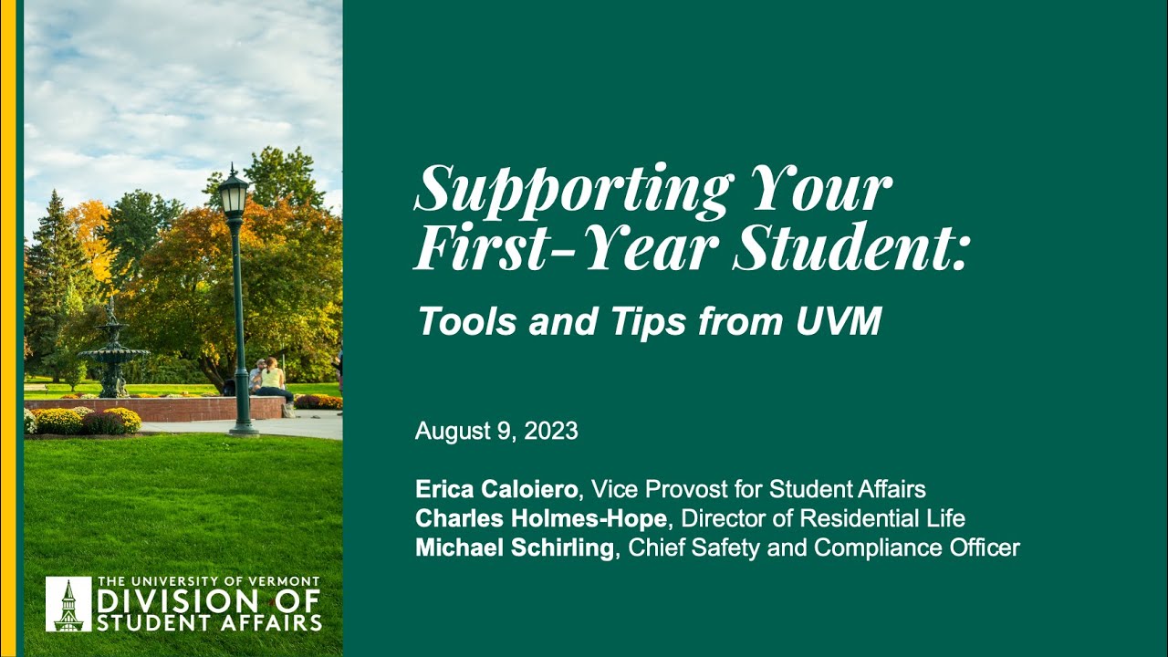 Supporting Your First Year Student: Tools & Tips from UVM