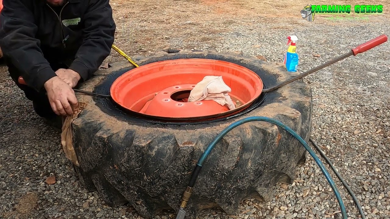 Sealing Leaking tire bead on tractor using bead sealer