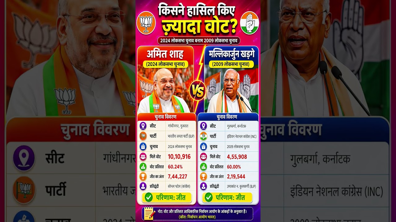 2024 vs 2009 Lok Sabha: Shah vs Kharge Compared 🗳️#amitshah#malikakgarge #youtubeshorts