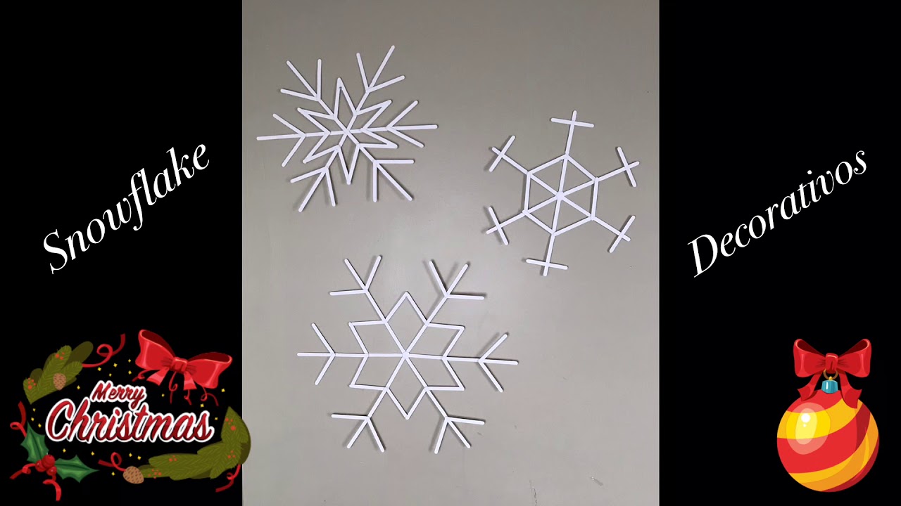 Popsicle stick snowflakes  decorativos GIGANTES!!!! (copos de nieve con paletas de madera)