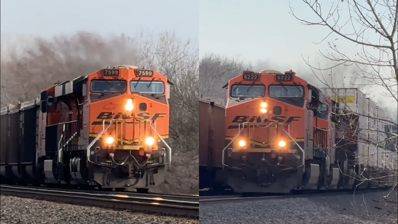 70 mph BNSF Z train meets BNSF Cargill feed train! BNSF Transcon: Emporia sub..12/28/24