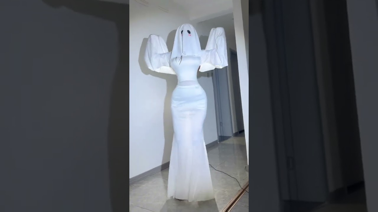 Haunting Dance in a White Ghost Costume | Creepy Apartment Hallway Performance #dance #glam #cute