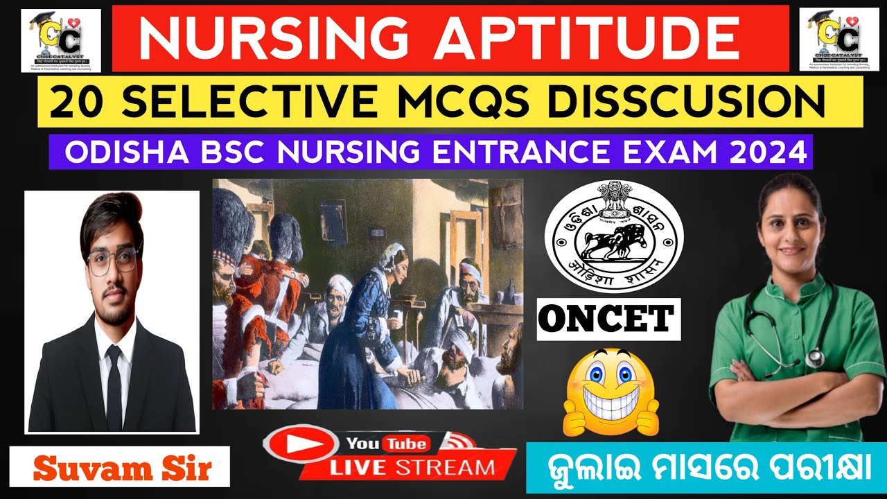 Nursing aptitude selective mcqs | Odisha bsc nursing admission entrance exam 2024