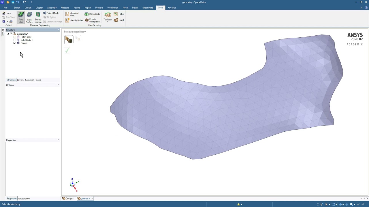 ANSYS 2020R2 SpaceClaim STL to Geometry