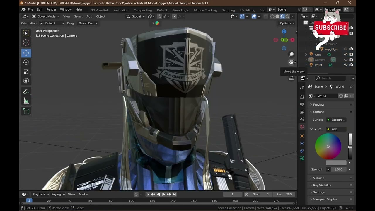 Police Robot-3D Model Rigged