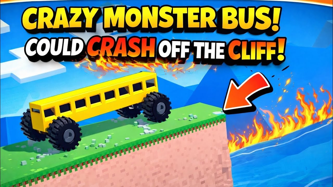 Monster Bus on the Edge! Will It Survive the Deadly Cliff Jump? 😱🔥